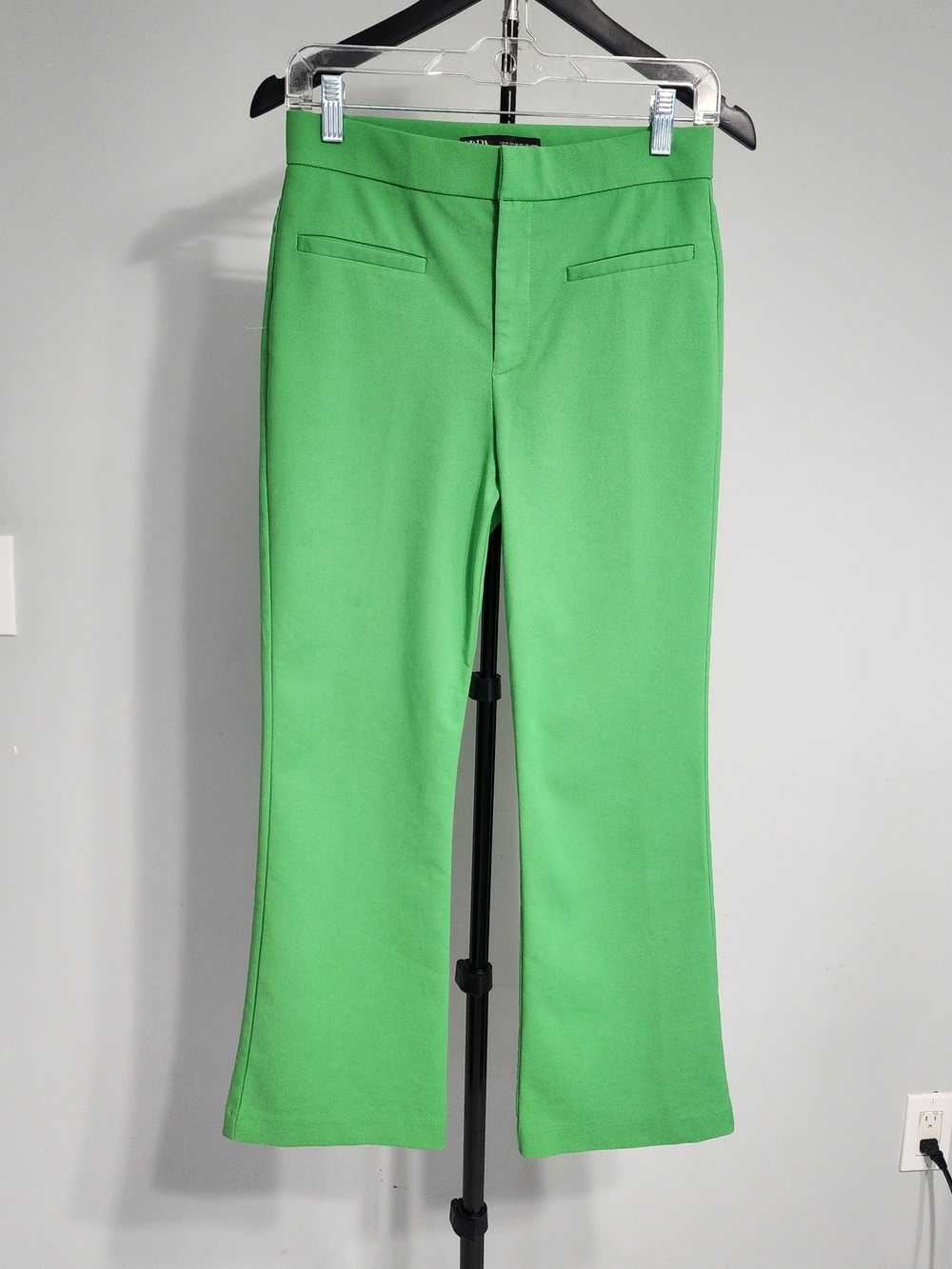 ZARA Bright Green Women's Tailored Boot-Cut Pants Bold Style